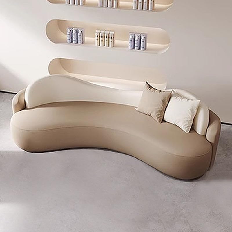 Aroma Homes Modern Minimalist Living Room Sofa Set – Luxury Curved 3-Seater Sofa with Plush Armchairs, Scandinavian Style (Beige & White) - Image 2